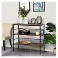 thumbnail image 2 of Console Table 3 Tier Industrial Style, Metal Wood Shelf Unit, Adjustable Feet, Black Storage, 2 of 7