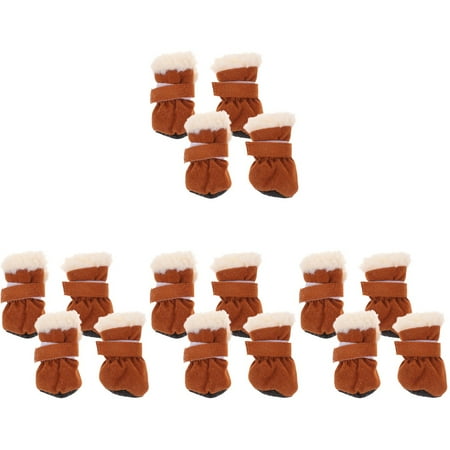 16 pcs Dog Boots Paw Protectors Winter Dog Booties Dog Shoes Pet Supplies