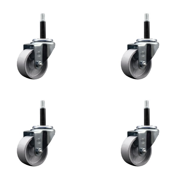 3 Inch Semi Steel Wheel Swivel 3/4 Inch Expanding Stem Caster Set SCC