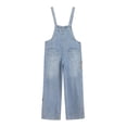 thumbnail image 5 of UACY Teen Girls Y2K Denim Overalls, Adjustable Strap Baggy Wide Leg Jean Jumpsuit Preppy Aesthetic School Uniform with Pockets (Light Blue, 5-6 Years), 5 of 9