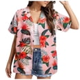 thumbnail image 2 of Women's Dressy Business Shirts Short Sleeve Collared Floral Print Casual Fashion Spring Tops Work Button Down Blouses, 2 of 6