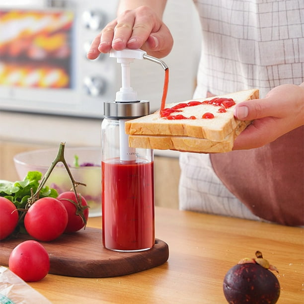 Sauce Pump Dispenser Glass Bottle Sauce and Syrup Glass Bottle Syrup