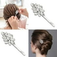 thumbnail image 4 of 2 Pieces Rhinestone Bridal Hair Clips Leaf Bridal Wedding Hair Pins Crystal Hair Clips Silver Rhinestone Jewelry Barrette for Brides Bridesmaids Flower Girls, 4 of 4