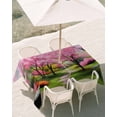thumbnail image 3 of 60x102 Inch Outdoor Tablecloth with Umbrella Hole Zipper Rectangle Nature Pink Green Rectangular Tablecloths Outside Waterproof Spring Country Oil Painting Flower Tree Patio Table Cover for Picnic, 3 of 8