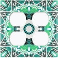 thumbnail image 3 of Metal Light Switch Plate Cover Mandala Green White Flower Tile Pattern MDL055, 3 of 13