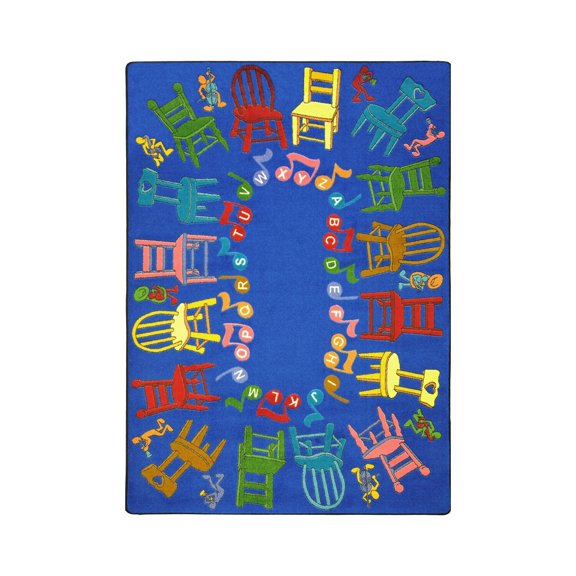Joy Carpets 1466D Musical Chairs 7 ft.8 in. x 10 ft.9 in. WearOn Nylon Machine Tufted- Cut Pile Educational Rug