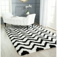 thumbnail image 3 of SAFAVIEH Barcelona Carmella Chevron Stripes Shag Area Rug, Ivory/Black, 4' x 6', 3 of 6