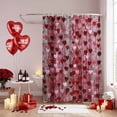 thumbnail image 3 of Valentine's Day Bathroom Shower Curtain, Romantic Ombre Pink Falling Love Heart Shiny Foil Fringe Waterproof Washable Soft Bath Curtain for Bathtub Decor with 12 Hooks&Grommet, 36x72 Inch, 3 of 9