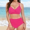thumbnail image 5 of Linfrsh Womens High Waisted Bikini Set Knot Twist Front High Rise Two Piece Swimsuits Bathing Suits Red,L, 5 of 7