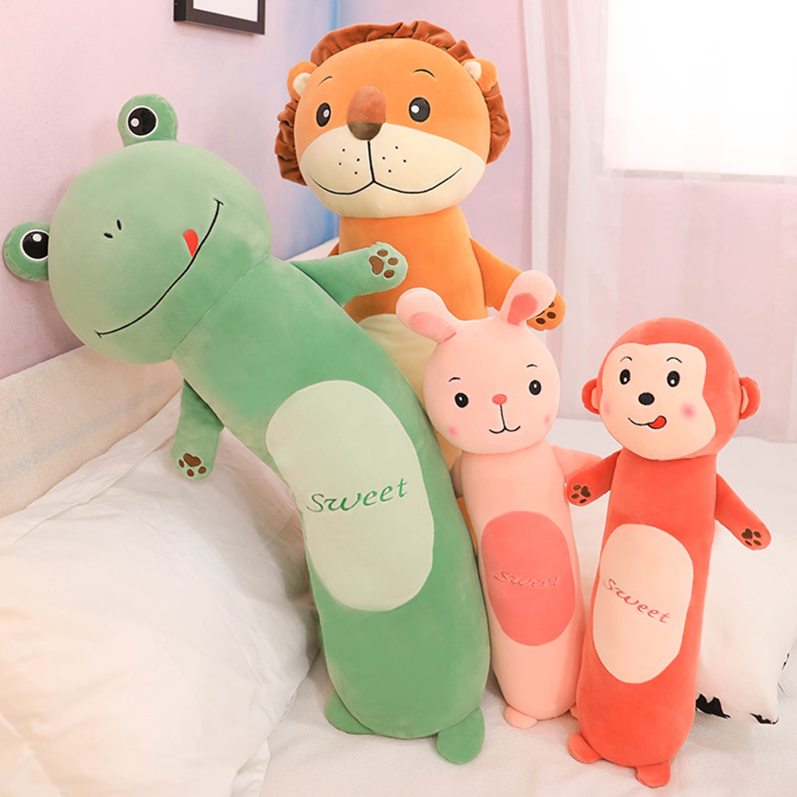 YIFAEUX Monkey Rabbit Plush Toy Soft Stuffed Animal Cat Lion Sofa Throw Pillow Cushion Plush Pillow Support Gifts for Children
