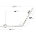 thumbnail image 2 of Seachrome 16" x 16" Lifestyle & Wellness® Angled Wedge Wall Mount Bathroom Shower Grab Bar, 1 ¼" Diameter, Polished Finish, 2 of 9