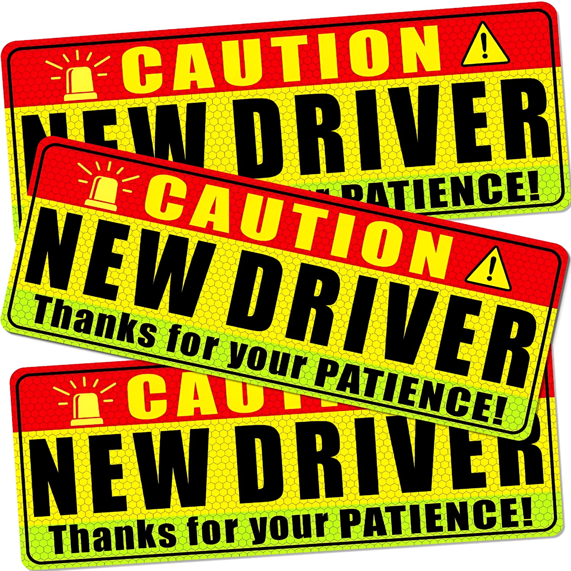 CCOCC 2026 New 3 Pcs New Driver Magnet for Car-Funny Be Patient Student Driver Magnet Yellow Red Green Safety Warning Rookie Driver Car Bumper Magnets Sign