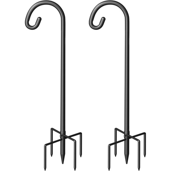 Shepherd Hook for Outdoor, Heavy Duty Bird Feeder Pole with 5 Prong Base, Adjustable Height Bird Feeder Stand Ideal for Hanging Bird Feeders, Plant, and Garden Decorations