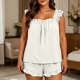 thumbnail image 4 of OSFVNOXV Pajamas for Women Plus Size Lounge Set,2-Piece Cute Silky Pajama Tank Top with Elastic Waist Shorts Soft Comfy Sleepwear,XL-5XL, 4 of 7