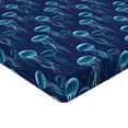 thumbnail image 4 of Ambesonne Marine Fitted Sheet, Pattern Nautical Jellyfish, Full Size, Sea Blue Indigo, 4 of 5