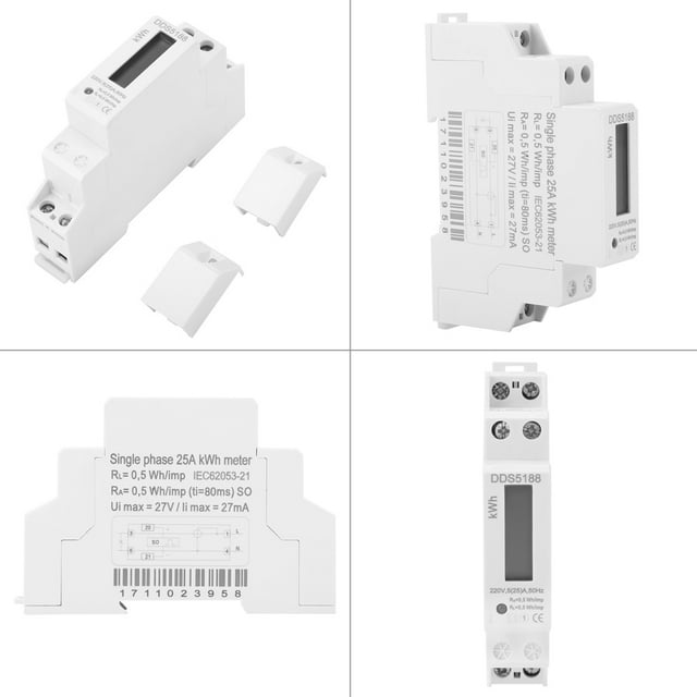 Digital Din Rail Electric Meter for Kilowatt Hour Kwh Meter 5 to 25A - HighLCD Display - Suitable for Single Phase Electricity Measurement - Energy Efficient
