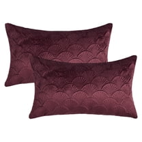 Unique Bargains Pack of 2 Velvet Solid Throw Pillow Covers 20" x 12" Brick Red