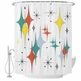 thumbnail image 2 of Middle Century Waterproof Fabric Shower Curtain,Boho Abstract Art Teal Orange Rhomboid Waterproof Fabric Shower Curtain for Bathroom Curtains Bathtubs Shower Curtains with 12 Hooks Small 36x78in, 2 of 8