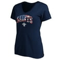 thumbnail image 2 of Women's Navy New Orleans Saints Banner Wave V-Neck T-Shirt, 2 of 3