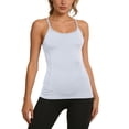 thumbnail image 2 of Tunic Tank Tops for Women Crew Neck Workout with Built In Bra Side Pockets Yoga Running Fitness Dance Spaghetti Strap Sleeveless Women Tops White XL, 2 of 9