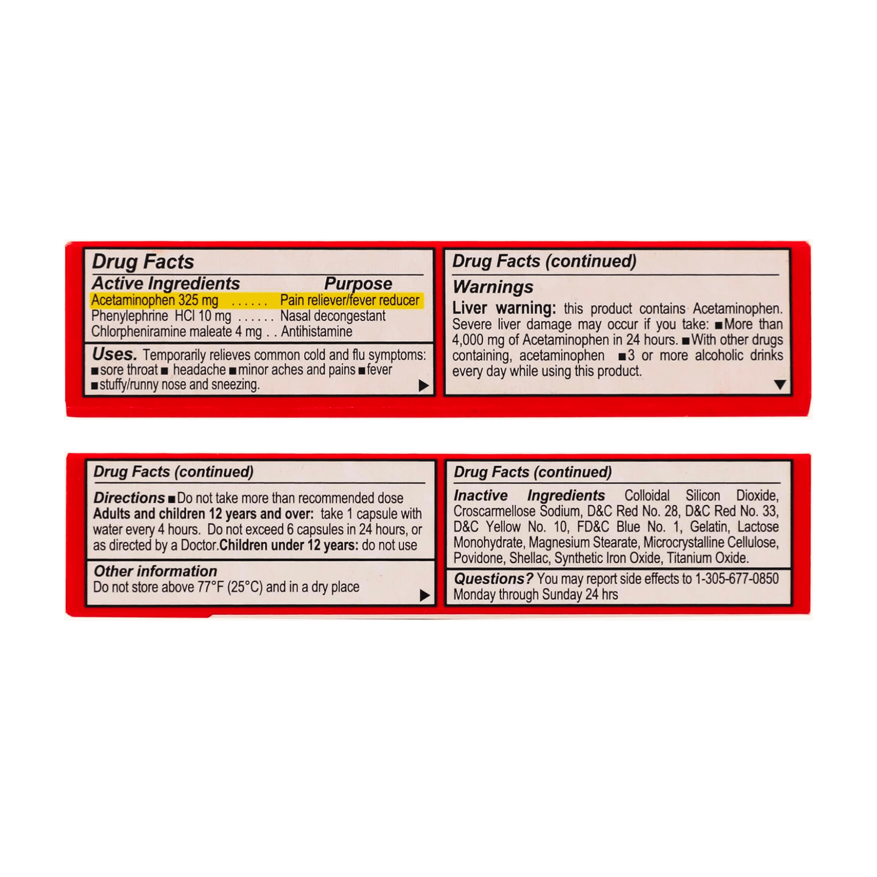 Antiflu-Des Cold and Flu, Symptoms Relief, Fever Reducer, 12 Caps, Box