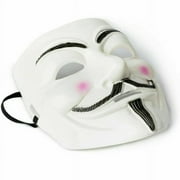 Vendetta White Mask - Anonymous Hacker Costume for Holiday Cosplay Parties - One Size Fit All Design Use Anime Fans Universal Size Mask