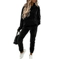 thumbnail image 2 of UKAP Ladies Jogger Set Long Sleeve Sweatsuits Drawstring Two Piece Outfit Casual Running Tracksuit Sets Black S, 2 of 9