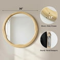 thumbnail image 2 of Round Wood Mirror 30 Inch, Large Asymmetrical Wavy Frame Wall Mirror for Entryway, Living Room, Solid Wood Irregular Circle Art Decor, 2 of 9