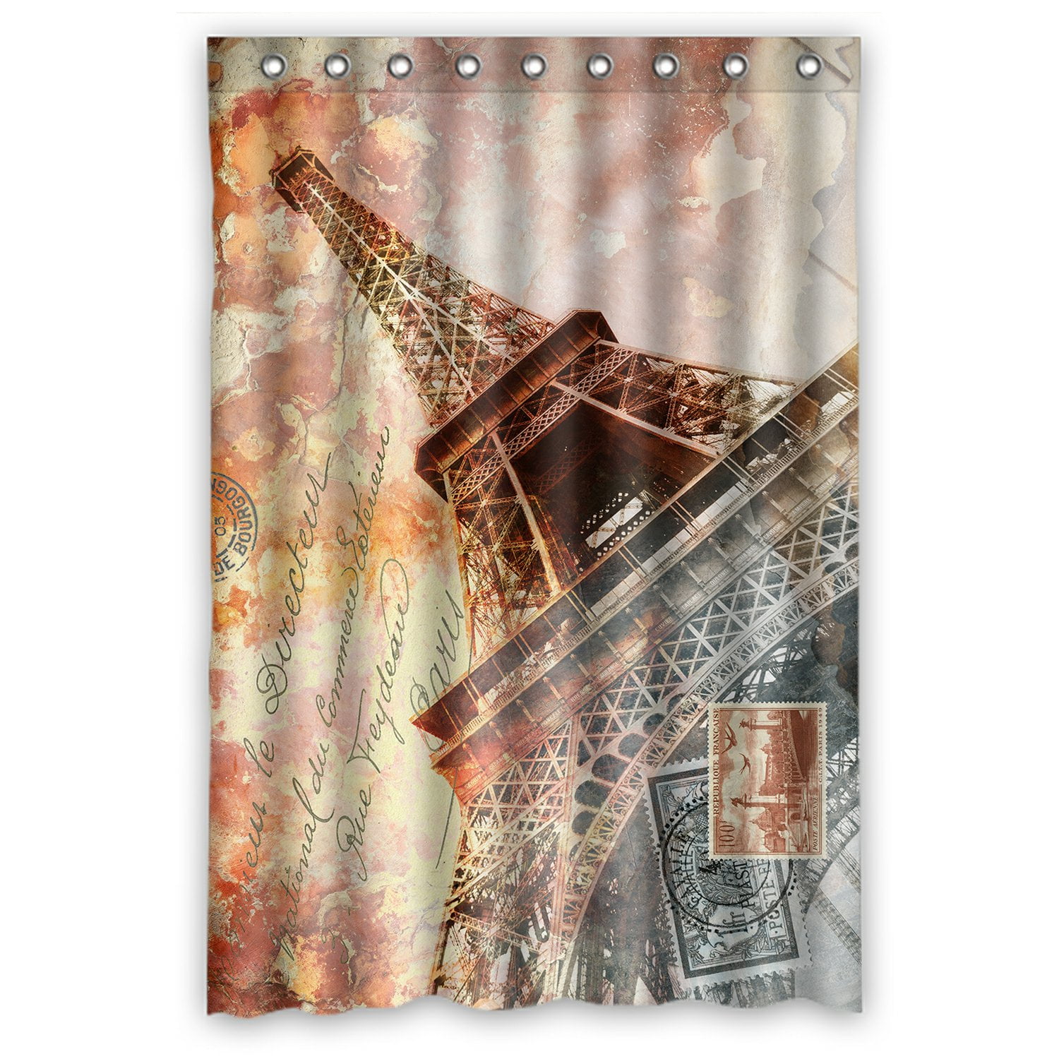 PHFZK Cityscape Shower Curtain, Eiffel Tower Paris Abstract Art