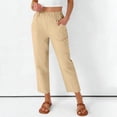 thumbnail image 6 of Lumtrix Womens Linen Capri Pants Summer Lightweight Elastic Waist Work Pant Ankle Cropped Trousers with Pockets Khaki M, 6 of 8