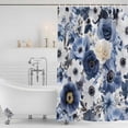 thumbnail image 4 of Blue Flower Waterproof Fabric Shower Curtain,Vintage Ink Rose Floral Spring Botanical Waterproof Fabric Shower Curtain for Bathroom Curtains Bathtubs Shower Curtains with 12 Hooks Extra Long 72x96, 4 of 8