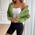 thumbnail image 4 of BXJX Womens Cropped Hoodies, Spring Fall Zip up Long Sleeve Casual Ladies Jackets Green Size 2XL, 4 of 8