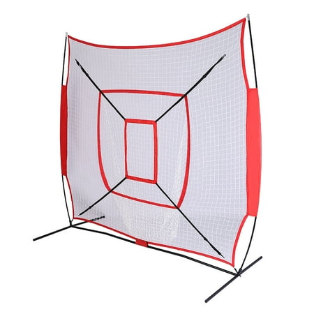 Pitching Target Net 7'*7' Baseball Net for Outdoors, Baseball Softball Net Practic with Single Target Frame, Baseball Nets for Pitching Red Sleevelet, NSWQ716RD ()