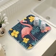 thumbnail image 4 of Yayeee Dish Drying Mat for Kitchen Counter 16" x 18" Microfiber Super Absorbent Coffee Decorative Pad, Pink Floral Flamingo, 4 of 9