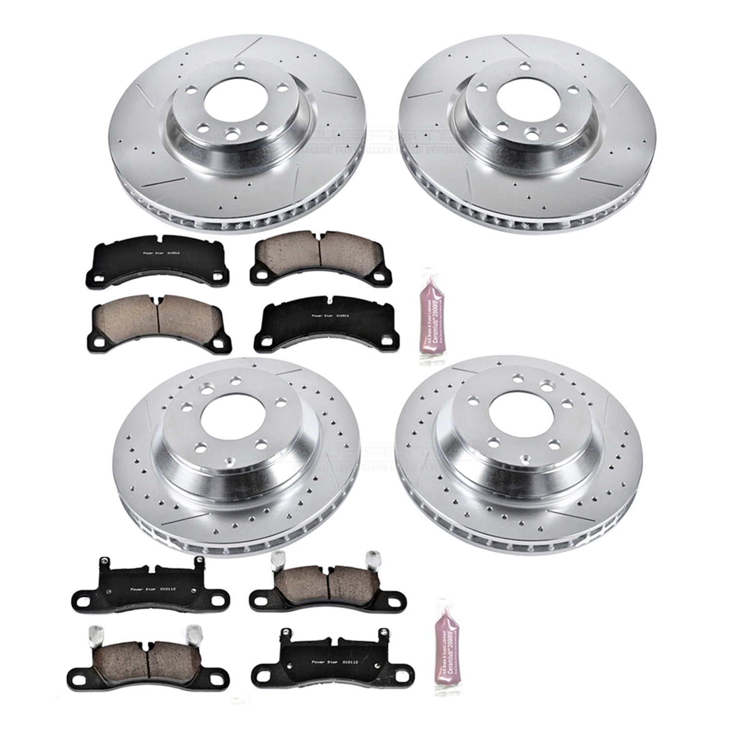 Power Stop Front and Rear Ceramic Brake Pad and Drilled & Slotted Rotor Kit K6050