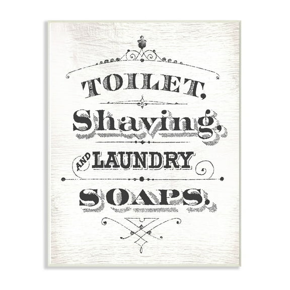 The Stupell Home Decor Collection Vintage Toilet Shaving Laundry and Soaps Wall Plaque Art