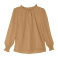 thumbnail image 6 of Girls Fall Puff Sleeve Tops Long Sleeve Chiffon Shirt Girl Fashion Ruffle Cuffs Pullover Crew Neck Blouses (Khaki 12 Years), 6 of 6