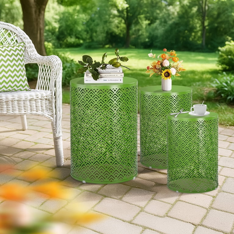 Ktaxon Set of 3 Nesting Stackable Patio Accent Tables, Round