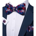 thumbnail image 4 of Set de Corbata de Moño Barry.Wang Floral Azul y Rojo en Seda 13.5x7.5 cm, 4 of 7