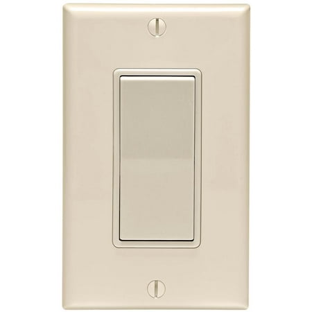 Leviton Decora Rocker Switch With Wall Plate, 120/277 VAC, 12 A, 1 P