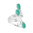 thumbnail image 3 of Floral Vine Ornate Teardrop Green Turquoise Sterling Silver Ring-7, 3 of 4
