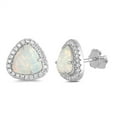 thumbnail image 1 of Halo Set White Synthetic Opal CZ Triangle Earring Sterling Silver, 1 of 2