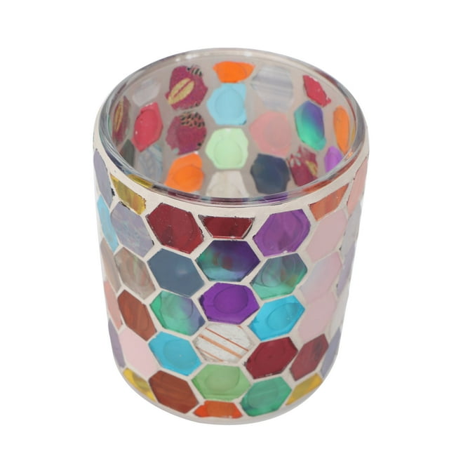 Colorful Candle Light Holder, Glass Candle Holder Warm Ambience Handcrafted For Dining Table For Party