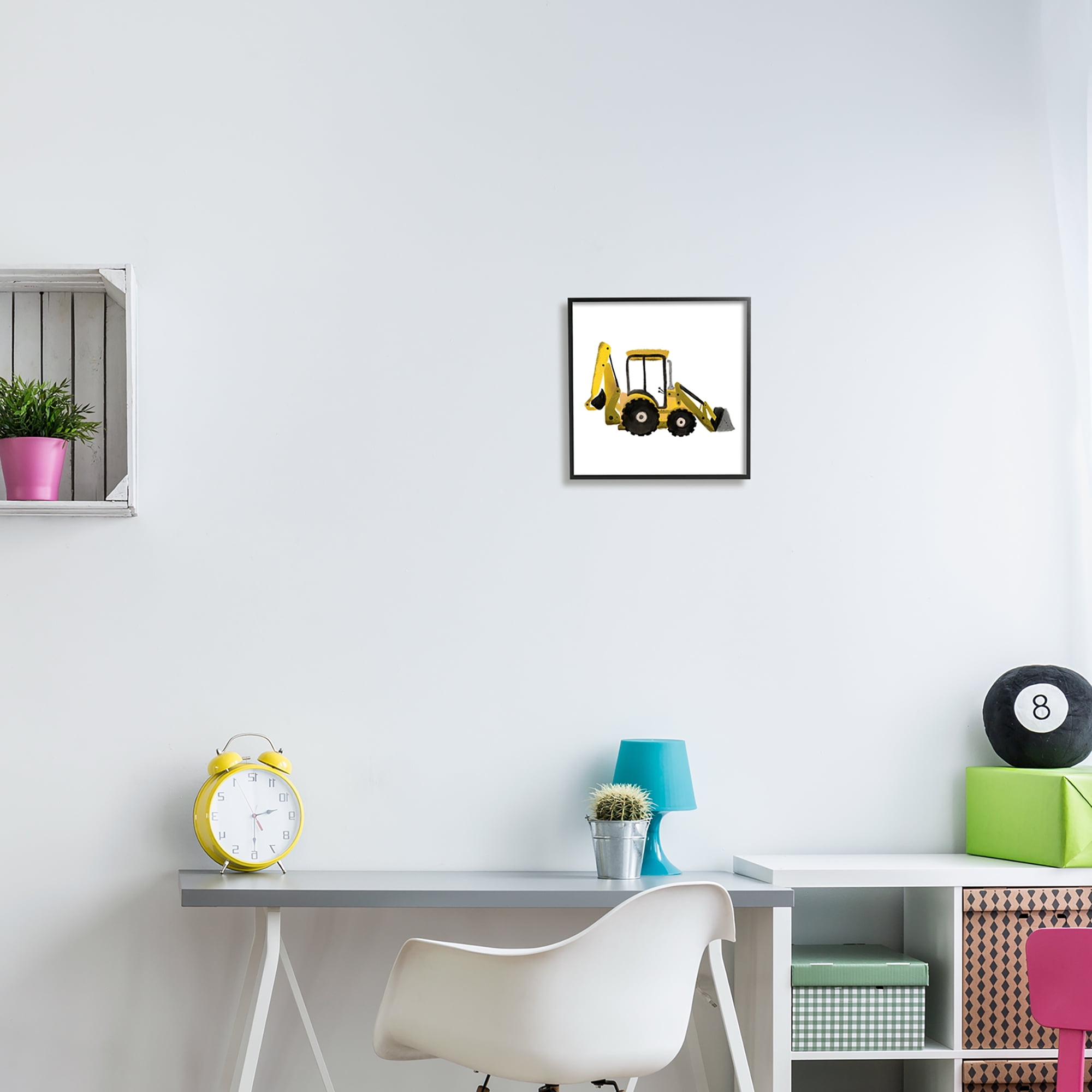 Stupell Yellow Bulldozer Construction Vehicle Transportation Painting Black Framed Art Print Wall Art