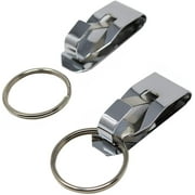 2 Pack - Secure Belt Clip Key Holder with Metal Hook & Heavy Duty 1 1/4 Inch Keychain Ring - Metal Key Chain Keeper for ID Badge & Keys or Small Tools - Clips to Your 1.25" Belts by Specialist ID