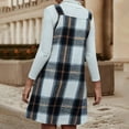 thumbnail image 7 of aohooy Overall Dress for Women Fall Plaid Winter V Neck Flannel Sleeveless Dresses Wide Strpas Pockets Pinafore Mini Skirts Coffee,L, 7 of 7