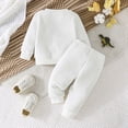 thumbnail image 4 of KPOPLK 6 9 12 18 Months 2T 3T Toddler Baby Boy Clothes Outfits Fall Winter Pullover Long Sleeve Solid T-Shirt Pants 2 Piece Set White Size 2-3 Years, 4 of 6