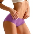 thumbnail image 1 of AWZXDE Panties For Women 1 Piece Patchwork Color Underwear Bikini Solid V Waist High Rise Knickers Plus Size Purple，L, 1 of 6