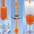 thumbnail image 4 of Ounissouiy Botella de silicona Cepillo Mango largo Botella de agua Cepillo de limpieza Florero Cristalería Taza Cepillo Limpiador Utensilios de cocina Naranja 12 pulgadas, 4 of 6