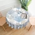thumbnail image 5 of Summer Coastal Round Tablecloths 60 Inch Blue Ocean Starfish Seashell Table Cloth Wipeable Table Cover Protector Beach Coral Table Covers for Party, Kitchen, Picnic, Dinning, Weddings, 5 of 6
